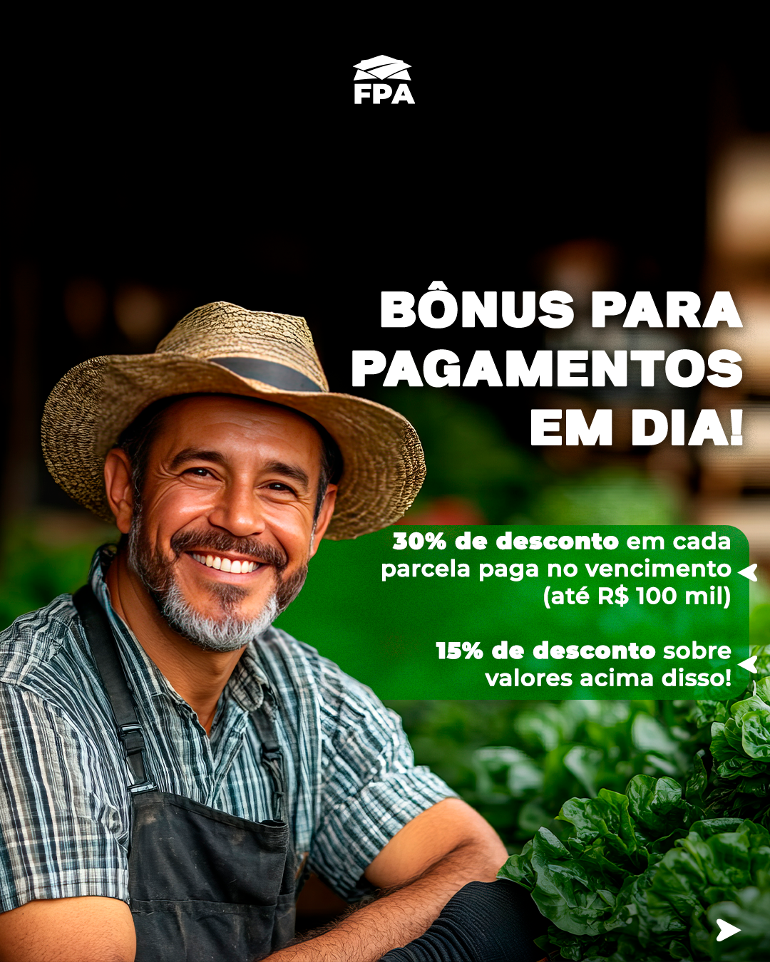 Slide 3 do carrossel Alivio Financeiro para o Agro FPA