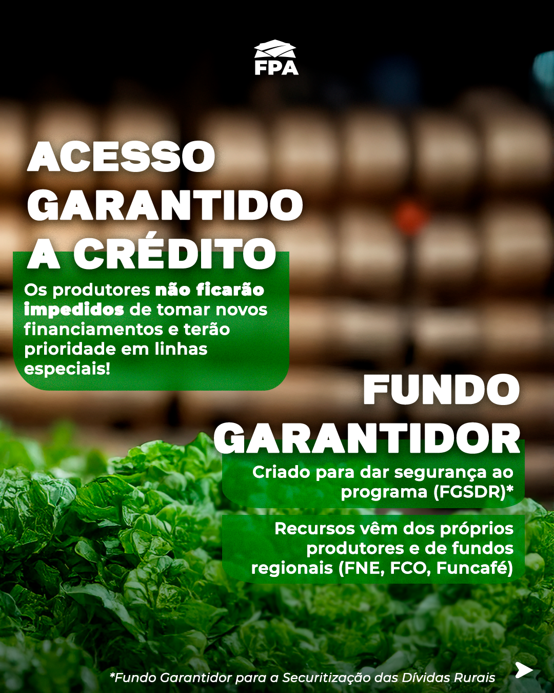 Slide 4 do carrossel Alivio Financeiro para o Agro FPA