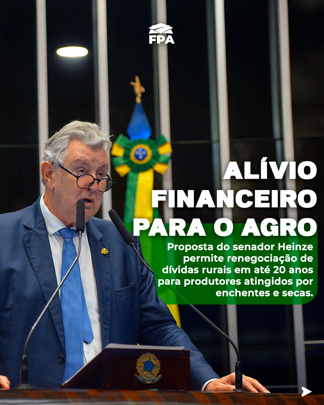 Slide 6 do carrossel Alivio Financeiro para o Agro FPA