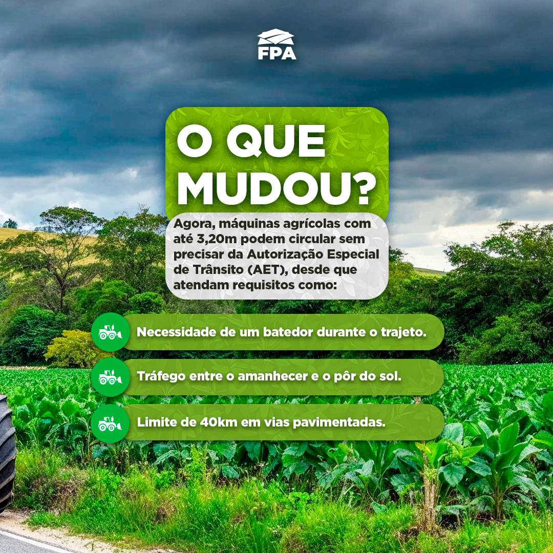 Slide 1 do carrossel Máquinas Agrícolas nas Vias Públicas FPA