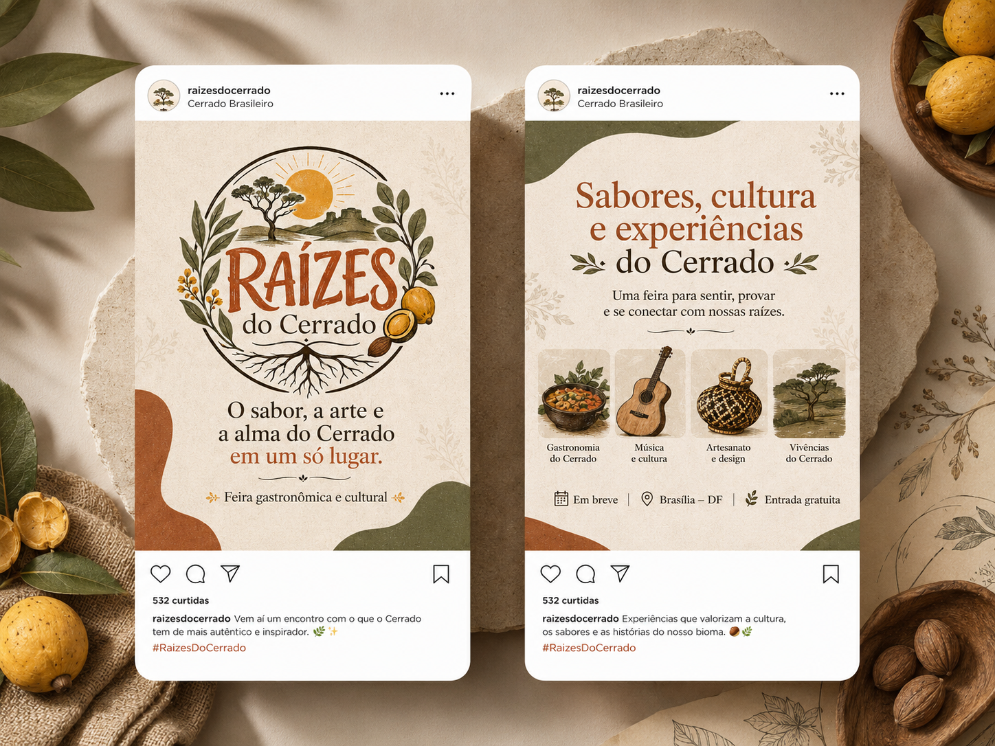 Posts de Instagram do Raízes do Cerrado