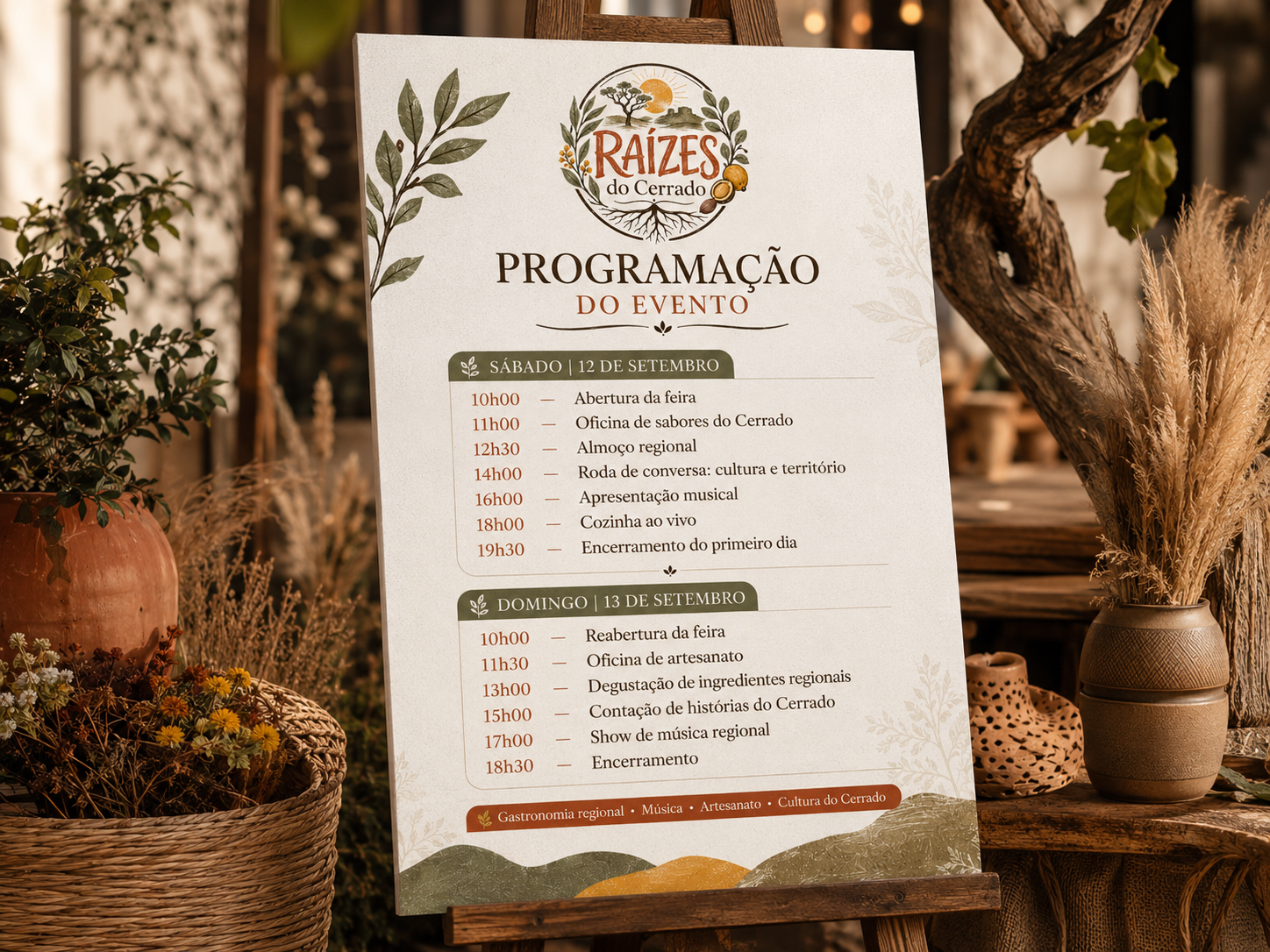 Programação do evento Raízes do Cerrado