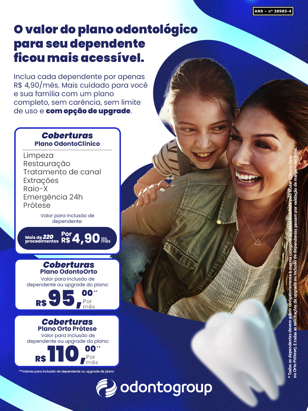 Banner promocional Odontogroup com coberturas e valores