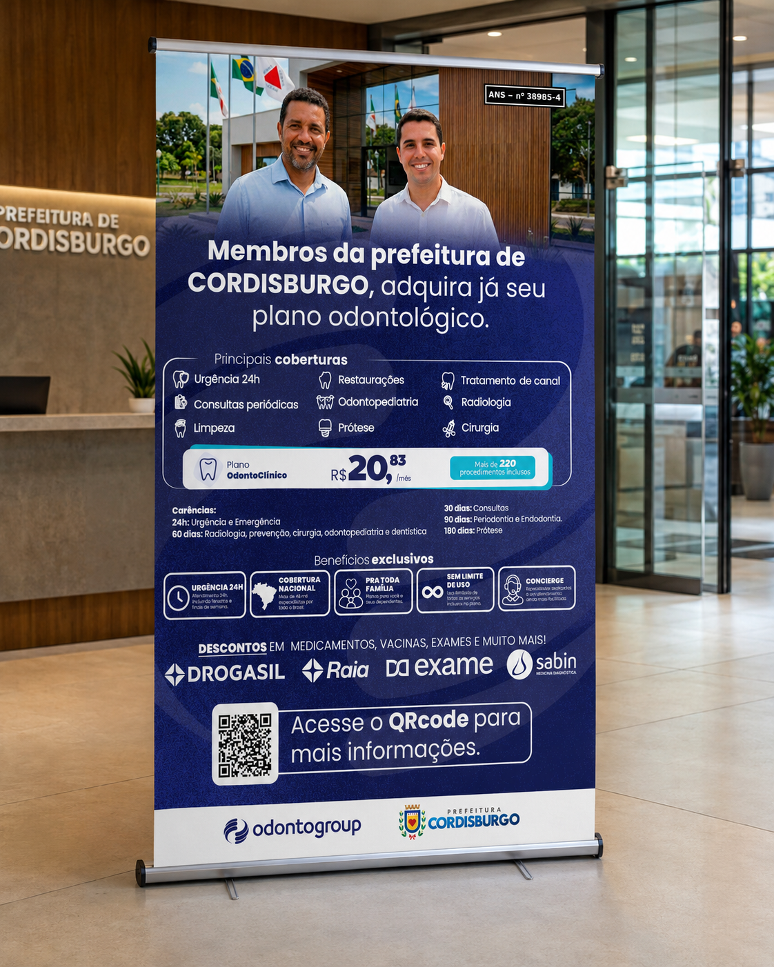 Poster promocional Odontogroup para membros da prefeitura de Cordisburgo